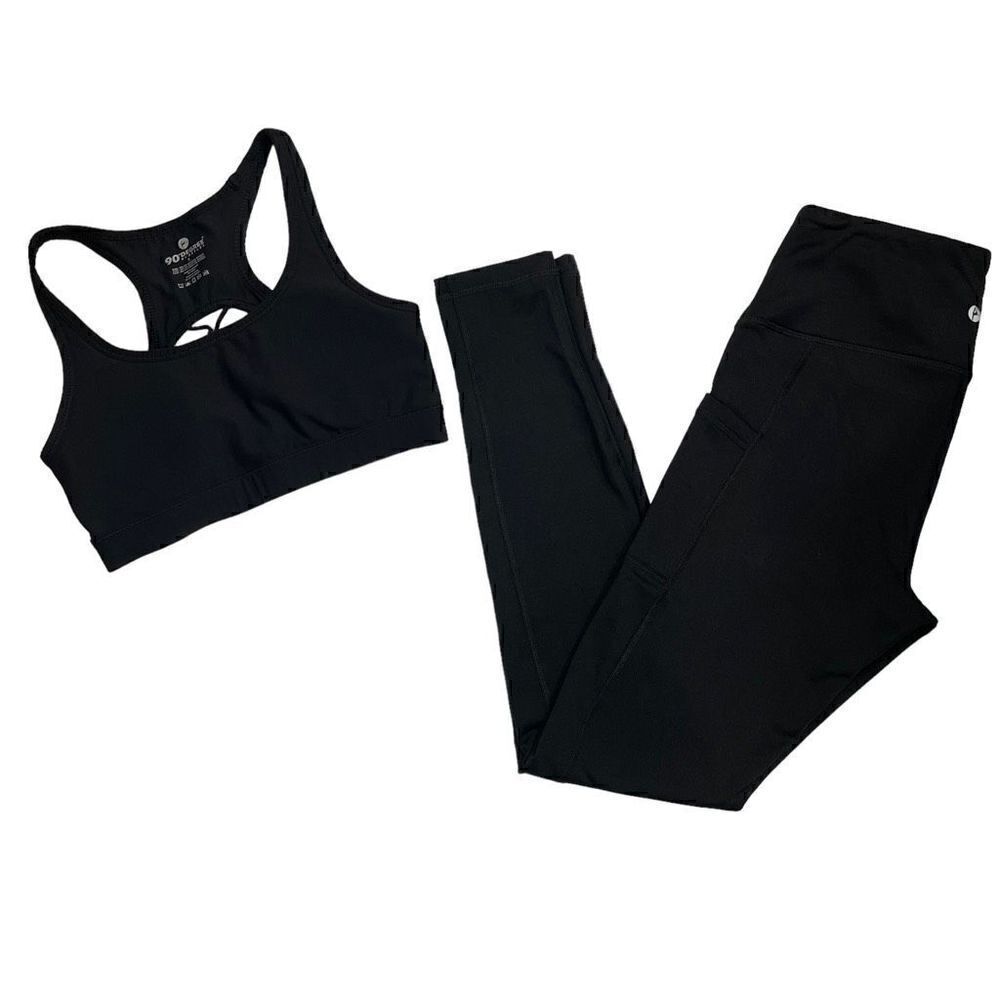 90 Degree Reflex Black Sports Bra Leggings Set Small